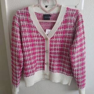 NWT Pink Tweed Cardigan